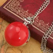 Mini Red White Round Shape Unisex Quartz Analog Pocket Watch Necklace Chain Gift