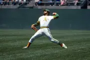 Reggie Jackson Oakland Athletics in action at an Major League Bas- 1974 Photo