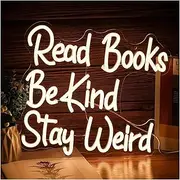 Sign Lamp Read Books Keep Weird Neon Sign Letters LED Dimmable Light USB for Bedroom Bar Birthday Party Wall Decorative 36cm×33cm