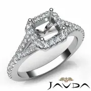 Asscher Diamond Split Shank Engagement Halo Pave Setting Semi Mount Ring 0.50Ct