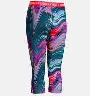 Under Armour Girls XL Capri Leggings Extra Large Capri Pink Green Swirls $35