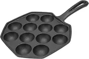 Takoyaki Grill Pan, Non Stick 12 Holes Takoyaki Maker Pan Plate Cast Iron Octopus Meatballs Pan for Takoyaki Octopus Ball Cake, Takoyaki Pan, Takoyaki Baking Tray