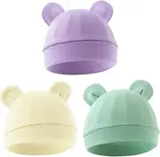 [ZOWEXIQ] Pack of 3 Unisex Hat Boy, Children's Cotton Slouch Beanie Hat, Unisex Baby Hat, Leinkind Reversible Hat, Jersey Slouch Beanie Clothing