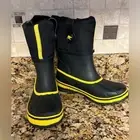 Black & Yellow Sorel Rain Boots With Warming Inserts Size 4 - NEW