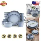 Double Reactive Glaze Dinner Plates and Bowls - Chip & Scratch Resistant Set