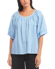 Karen Kane Short Sleeve Embroidered Peasant Top