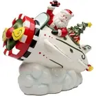NEW Cosmos Gifts Aviation Santa Ceramic Cookie Jar
