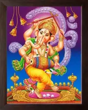 God Dancing Ganesh/Ganpati Photo God Photo Frame For Home (30 X 23.5 X 1.5 cm)