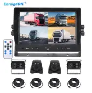 Realtime Rear Reversing Camera Kit 4 Cameras for Truck RV Bus + 9" 4CH Monitor