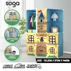 SOGA Portable 10 Cubes Blue Castle Design Storage Cabinet DIY Shelves Wardrobe