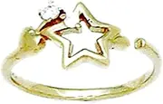 [JewelryWeb] 14k Yellow Gold CZ Simulated Diamond Top Adjustable Star Body Jewelry toe ring-toe ring for Women