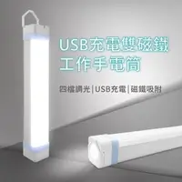 在飛比找momo購物網優惠-【小橘嚴選】USB充電雙磁鐵工作手電筒(帳篷燈 維修燈 緊急