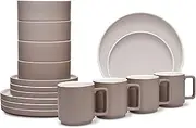 [Noritake] ColorTrio 16-Piece Set, STAX in Brown/Clay/White, Multicolor