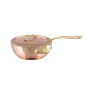 Mauviel M'Heritage M'200 B Chef Pan With Lid, Brass Handle, 3.7-Qt