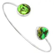 Green Matrix Turquoise 925 Sterling Silver Cuff Bangle Bracelet Jewelry B-1004