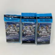 3 2020 Topps Chrome Baseball MLB Cello Value Pack + 5 Exclusive Pink Refractors