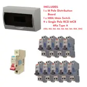 Lanx Complete 18 Pole Switchboard+6KA RCBO RCD MCB (Type A) + Main Switch Board