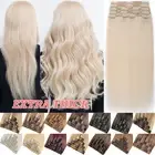 Double Weft Thick 100% Real Clip In Remy Human Hair Extensions Full Head #Blonde