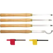 AT04 Carbide Tipped Wood Turning tools Lathe set Rougher Detailer Finisher Sw...