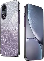 [WBWONE] Case for Oppo A78 4G Electroplated Edge Shockproof Phone Case Protective Cover with Shimmer Sticker - Purple