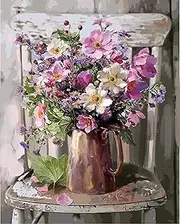 Paint by Numbers for Adults,Flowers DIY Oil Painting by Numbers on Canvas Without Frame 16x20 Inch (40x50cm)