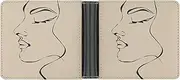 [RTSEBVN] Slim Credit Card Holder Personalized Leather Black-and-white Style Money Clip Gifts Wallet For Men Women, Female Facial Lines, One size, Modern