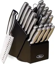 [Oster] 70562.22 Baldwyn 22-Piece Cutlery Block Set, Brushed Satin