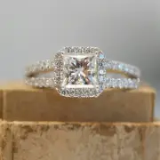 Gorgeous Halo Design 5.00 Ct Princess Shape Stone Bridal Engagement Amazing Ring