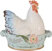 Fitz and Floyd Toulouse Hen Covered Vegetable Serve Bowl, 11 1/4-Inch, Multicolo