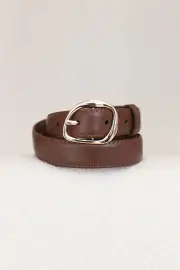 Quinn PU Leather Abstract Gold Buckle Thin Belt Set - Black/Brown