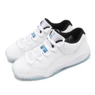 【NIKE 耐吉】休閒鞋 Jordan 11 Retro 童鞋 經典款 喬丹 復刻 皮革 中童 穿搭 白 藍(505835-117)