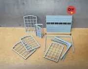 Garage doors and windows set 1:24 scale Diorama modelling parts Size 1/24