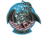 MILITARY EMBROIDERED PATCH - TOMCAT - IRON-ON - NEW 4"