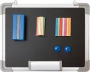 Chalkboard Set - Small Black Board 15 X 12 in with 1 Magnetic Chalk Eraser, 14 C