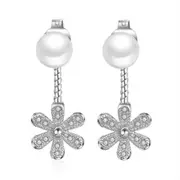3PCS Copper Lady Fashion Cute Flower Long Paragraph Flowing Water Retro Earrings Jewelry