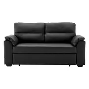 2 Seater Sofa Bed Lounge Futon Couch Modular Furniture Home Faux Velvet Fabric Black