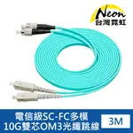 電信級SC-FC多模10G雙芯OM3光纖跳線3米