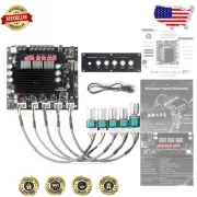 Versatile 2.1 Channel Bluetooth Amplifier with DIY Panel and Multiple Inputs