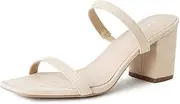 [J. Adams] Stormi Heeled Sandals Women Dressy Summer Flat Mules- Square Toe Double Band Low Block Heel Sandals - Chunky Sandals for Women - Summer Sandals, Womens Dress Sandals, Women's Heeled Sandals