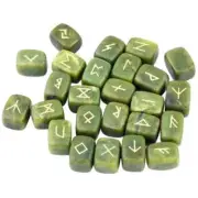 Green Jade Cube Rune Set Crystal Stones Set Elder Reiki Healing gemstone