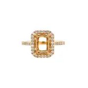 Emerald Cut 8x6mm Ring Semi-Mount in 14k Yellow Gold With Diamond Accent (37107)