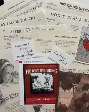 BREAK-UPS relationships themed book pages cutouts junk journal scrapbook collage