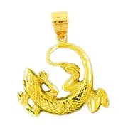 14K Gold Curled Lizard Pendant