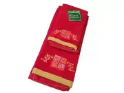Holiday Time Set Of 2 Red Gold Noel Christmas Fingertip Hand Towels NWT