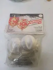 Vintage THL Crafts Christmas Ornament Kit Sequin Pearl Push Pin Set Of 2 Silver