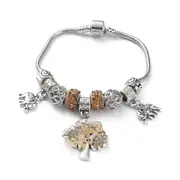 European Style Charm Bracelet - Tree of Life - Elephant - Crystal - Gemstone - Citrine