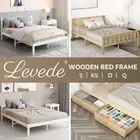 Levede Wooden Bed Frame Double Queen Single Kingsingle Size Mattress Base Timber