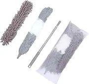 LOEFLIFA 1 Set Double Head Telescopic Microfiber Duster Brush Ceiling Dust Cleaner with Bendable Head for Easy Cleaning Convenient Chenille Dusting Tool