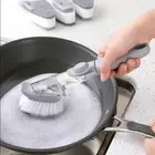 Soap Dispenser Refillable Dishwashing Dish Scrubber Scrub Cleaner Sponge Brush