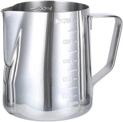 Milk Frother Cup Frothing Pitcher, Pointy Beak Scale with Cover Stainless Steel